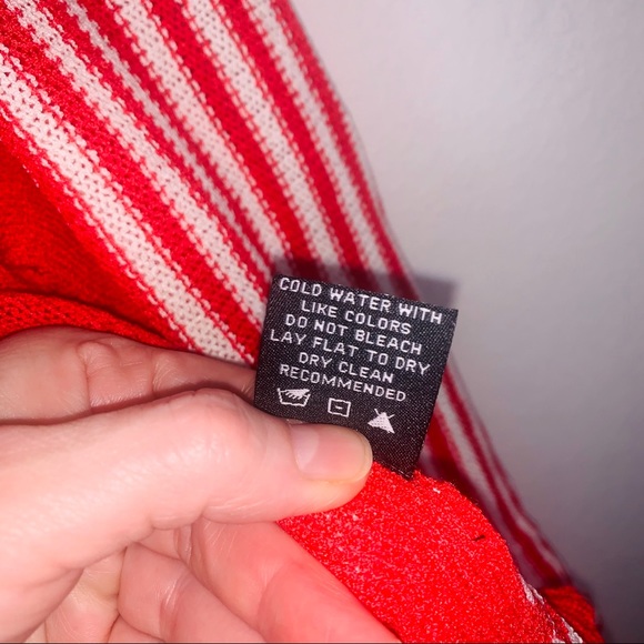 VertiGo striped sleeveless red white striped duster draped tunic cardigan - Picture 9 of 10